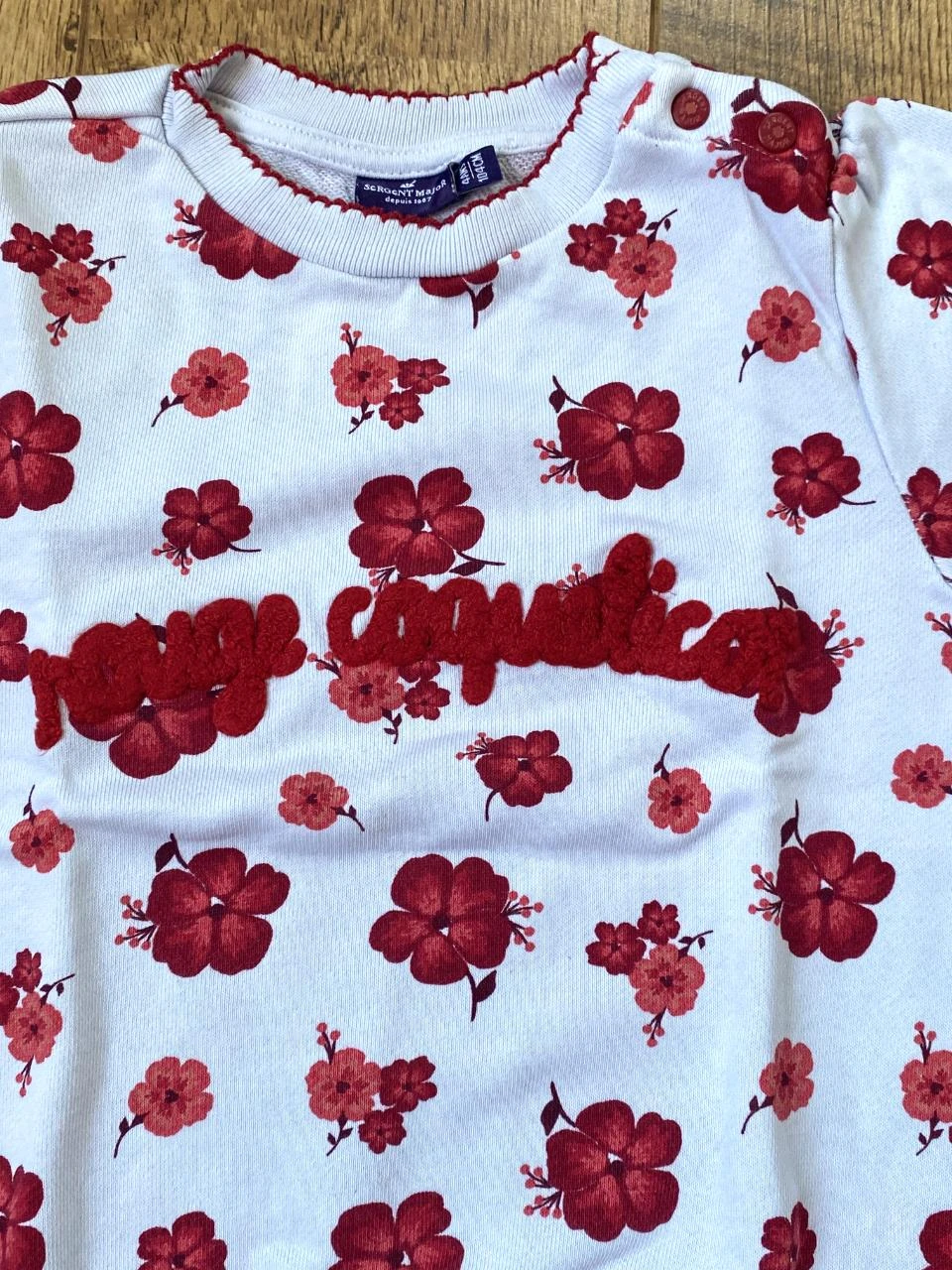 Sergent Major sweatshirt 4 years white with red flowers – Raised embroidery "Red Poppy" – photo 2